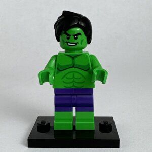 Lego Hulk Smile Grin Minifigure w Base Dark Purple Pants 10782 Marvel Super Hero